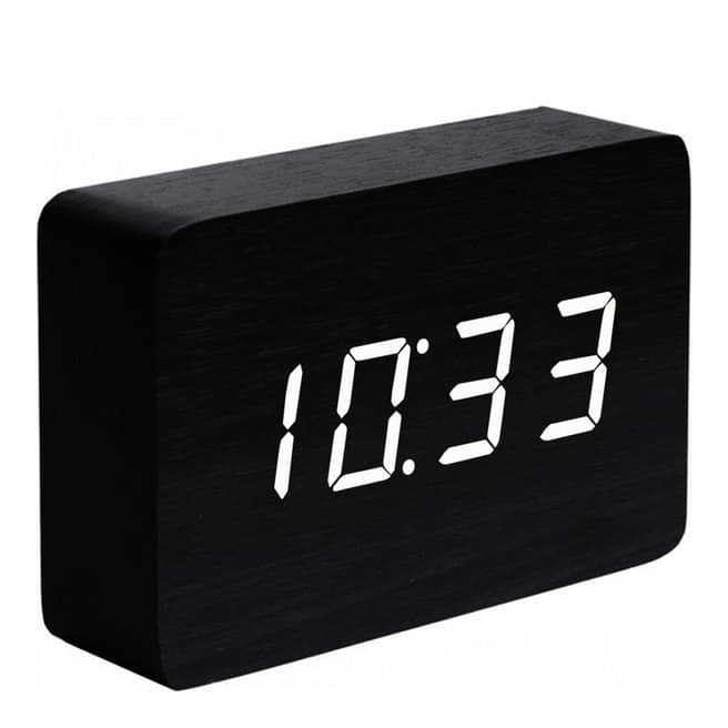 Gingko Black Brick Click Clock, with White LED