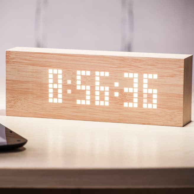 Gingko Beech Message Click Clock, with White LED