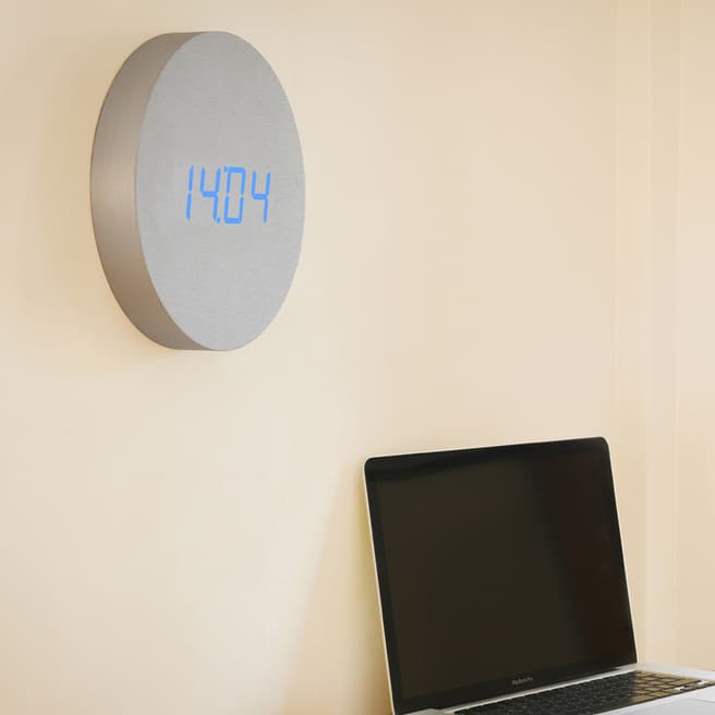 Gingko Aluminium Wall Click Clock with Blue LED