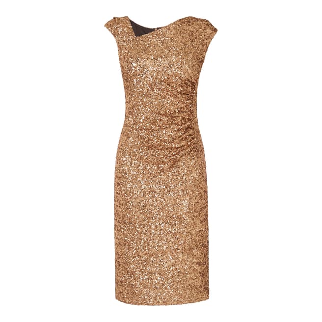 L K Bennett Gold Jazz Sequin Detail Dress