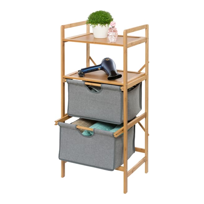 Wenko Bahari Bamboo Laundry Shelf with 2 Drawers