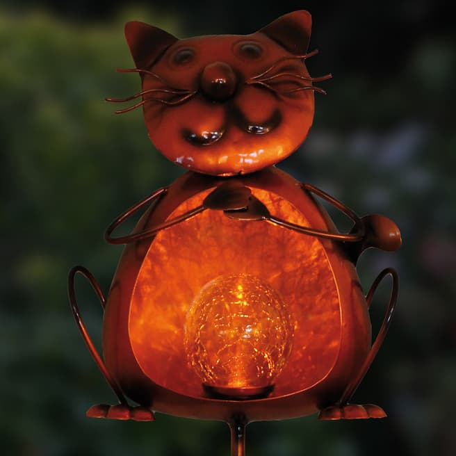 Creekwood Solar Orange Cat Flame Stake