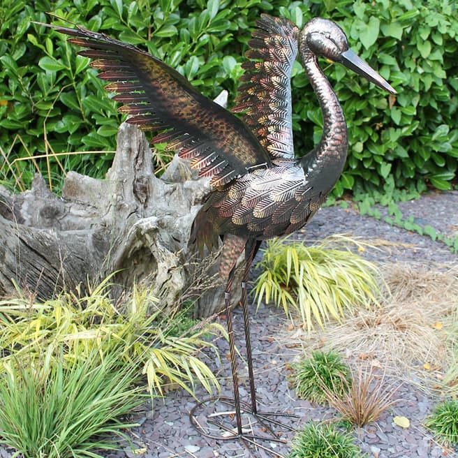 Creekwood Small Bronze Crane with Wings Up
