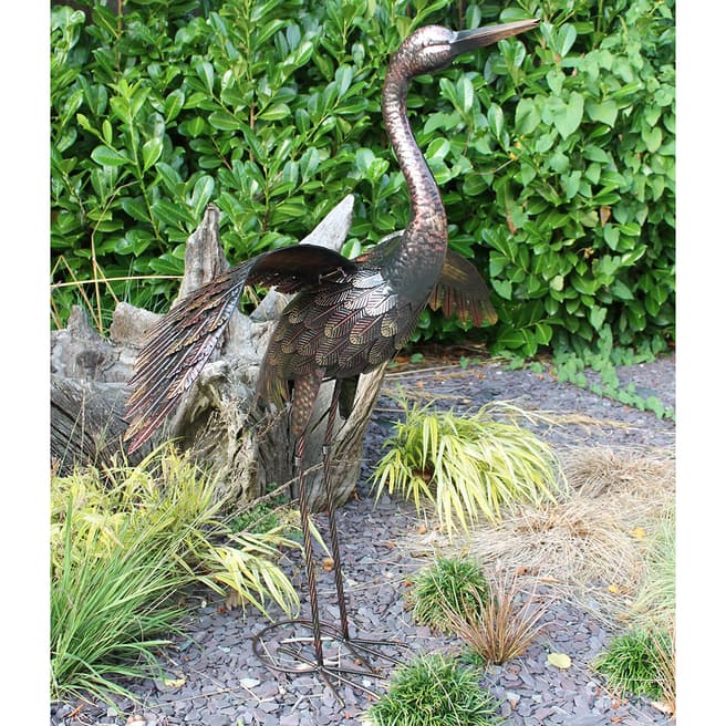 Creekwood Small Bronze Crane with Wings Down
