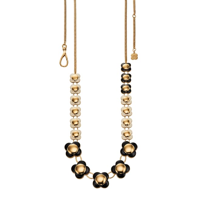 Orla Kiely Black and Cream Long Flower Necklace