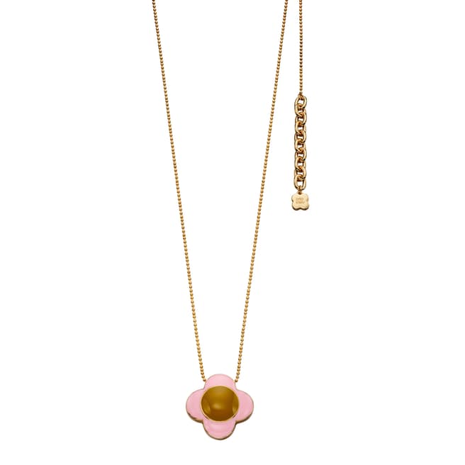 Orla Kiely Gold/Pink Enamel Flower Pendant