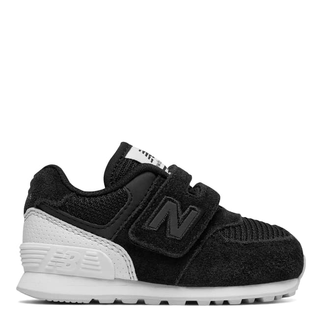 New Balance Kids Black/White 574 Suede/Textile Trainers