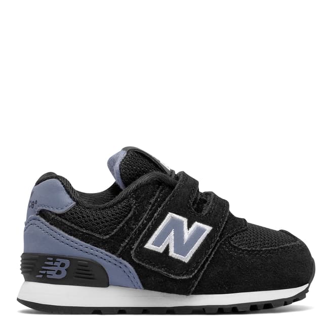 New Balance Kids Black/Blue 574 Suede Mix Trainers
