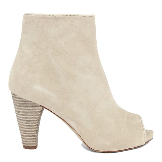 Paola Ferri Cream Suede Open Toe Heeled Ankle Boots