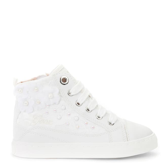 Geox White Flower Details Trainers
