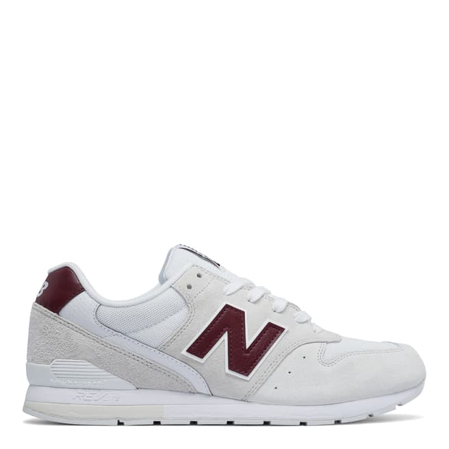 New Balance Men's White/Red Suede 966 Trainers