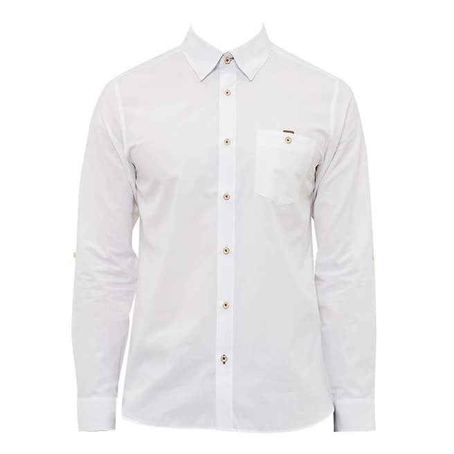 Ted Baker White Newway End On End Semi Plain Shirt