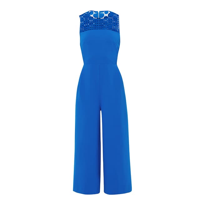 Ted Baker Mid Blue Realo Lace Detail Jumpsuit