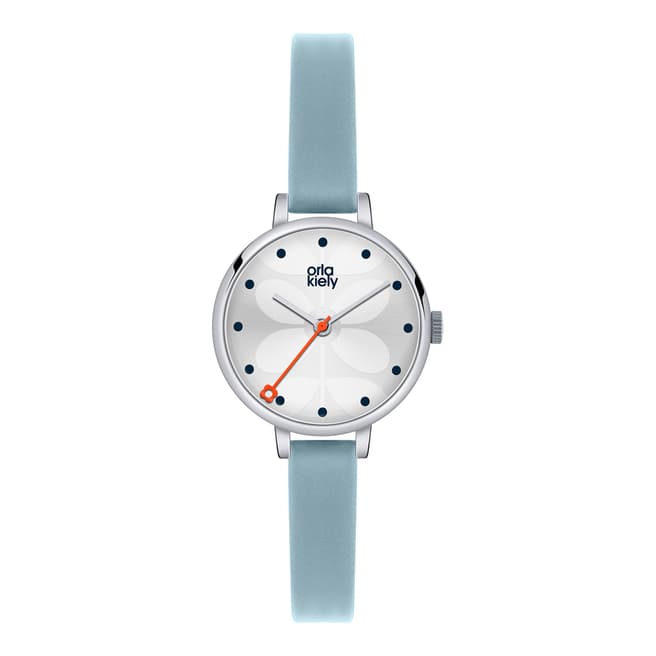 Orla Kiely Silver/Blue Slim Strap Quartz Watch