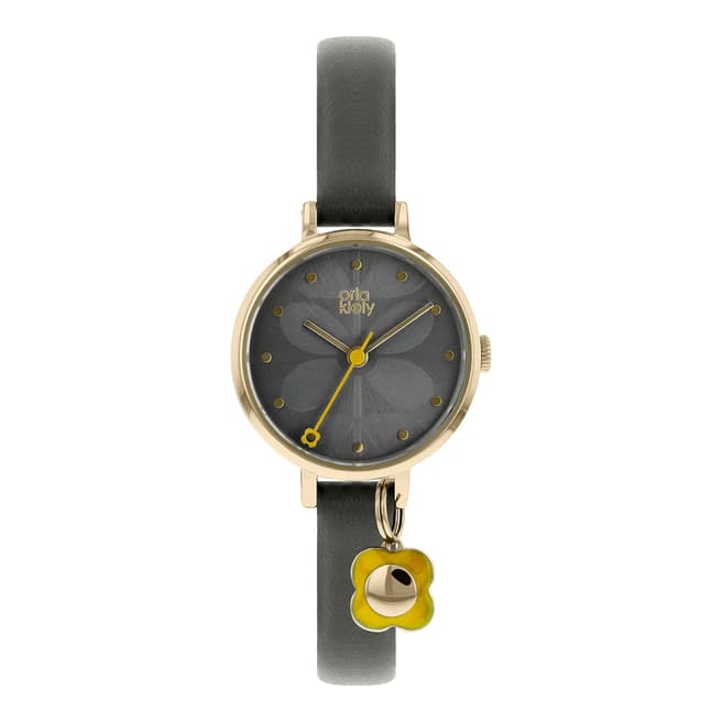 Orla Kiely Grey/Gold Quartz Flower Watch