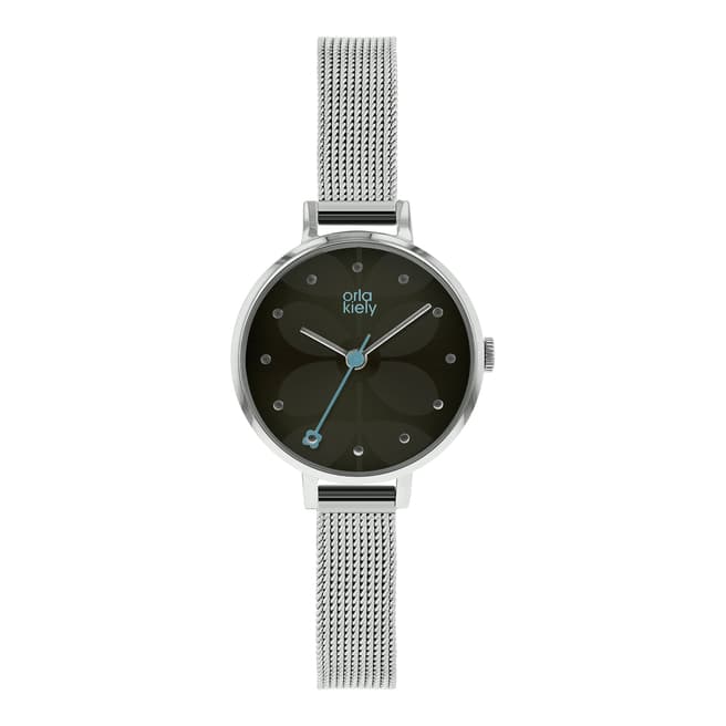 Orla Kiely Black/Silver Stainless Steel Quartz Watch