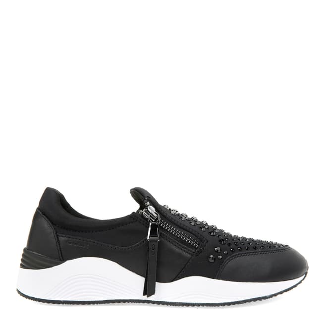 Geox Women's Black Leather Jewelled Trainers