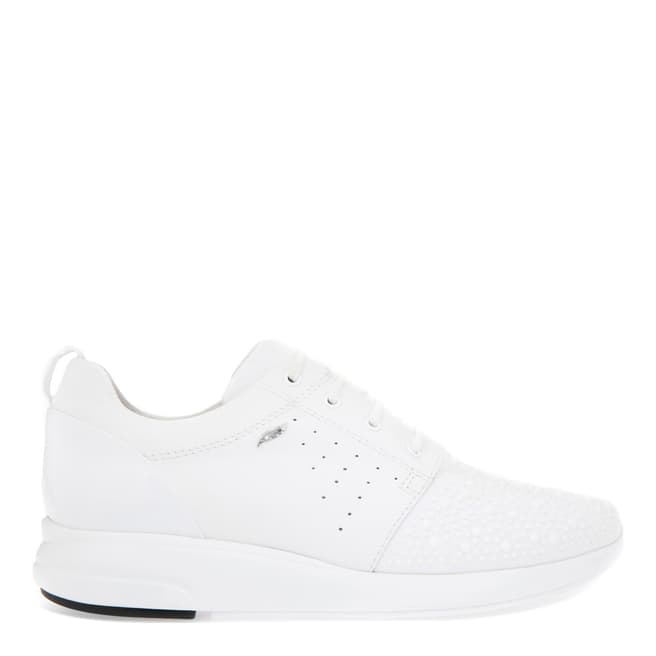 Geox Women's White Leather Jewelled Trainers