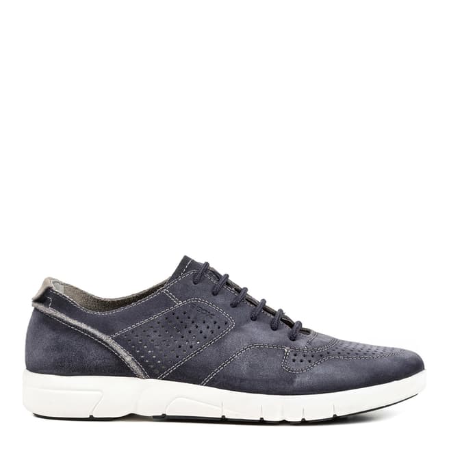Geox Men's Navy Suede Perforated Trainers