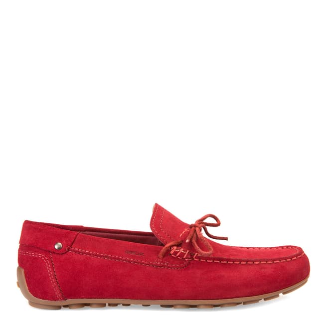 Geox Men's Red Suede Bow Moccasins
