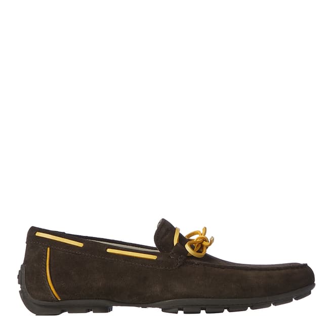 Geox Men's Brown And Yellow Suede Moccasins