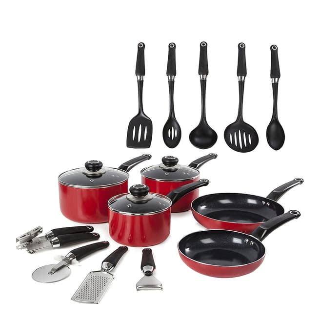 Morphy Richards Set of 5 Red Pans & Tools Set