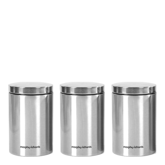 Morphy Richards Set of 3 S Stainless Steel Storage Canisters
