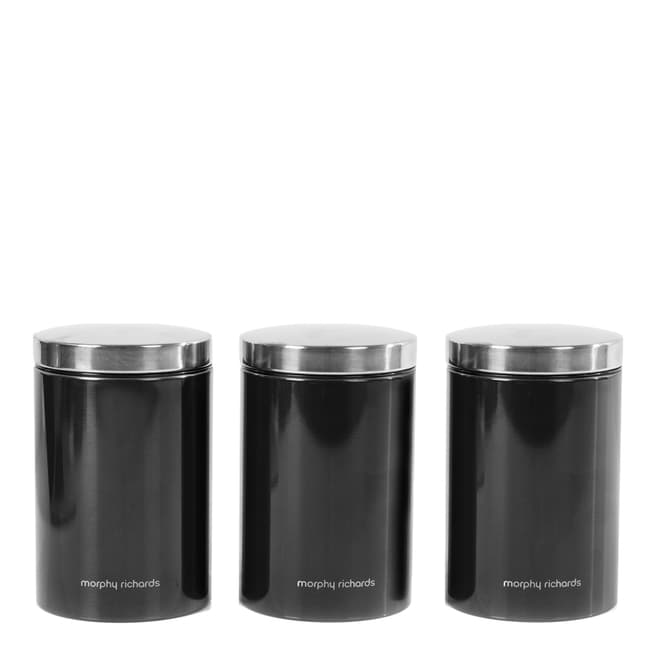 Morphy Richards Set of 3 Black Storage Canisters