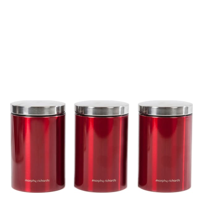 Morphy Richards Set of 3 Red Storage Canisters