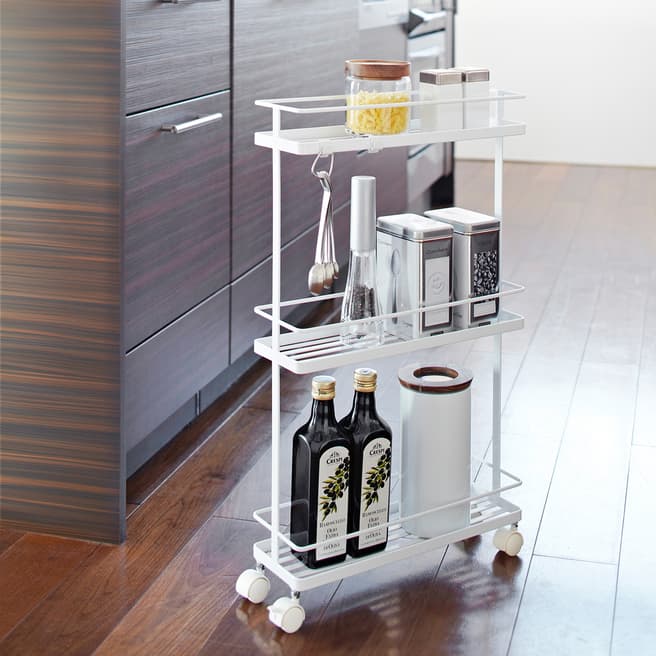 Yamazaki Slim White Kitchen Storage Cart