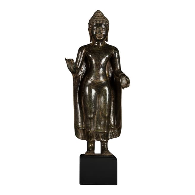 Eastern Treasures Antique Thai Style Bronze Abhaya Mudra Protection Buddha Statue
