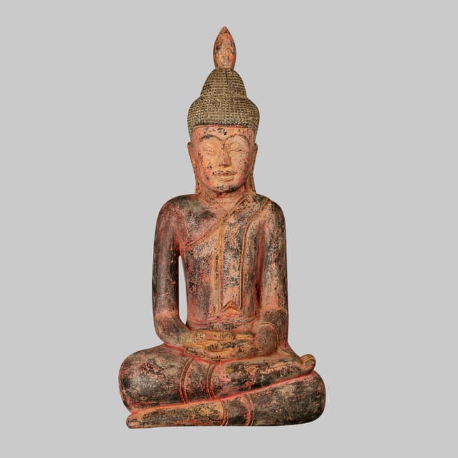 Eastern Treasures Antique Khmer Style South East Asia Wood Meditation Buddha Statue