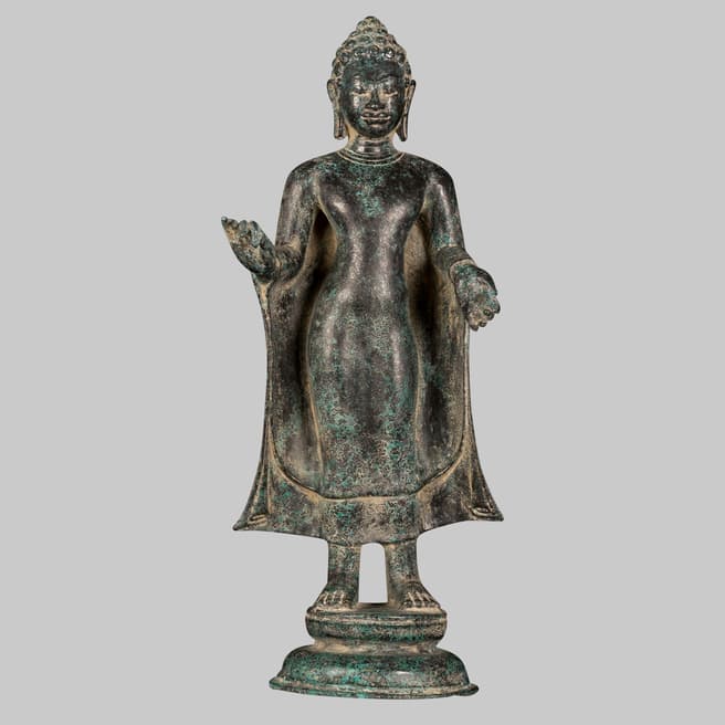 Eastern Treasures Antique Thai Style Dvaravati Standing Preaching Buddha Statue