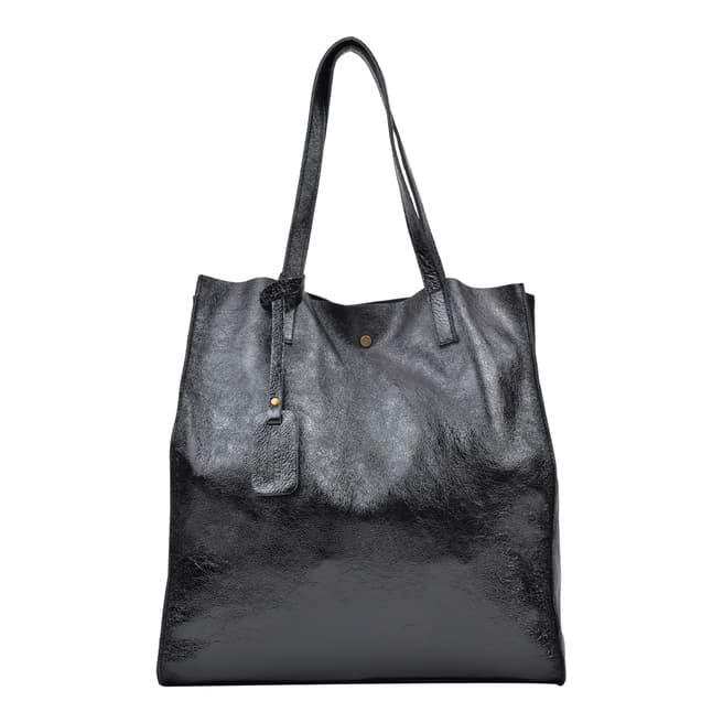 Luisa Vannini Black Leather Shopper Bag