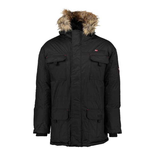 Geographical Norway Men's Black Hooded Parka