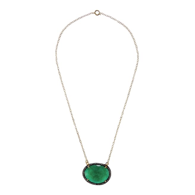 Liv Oliver Emerald Diamond Pendant Necklace