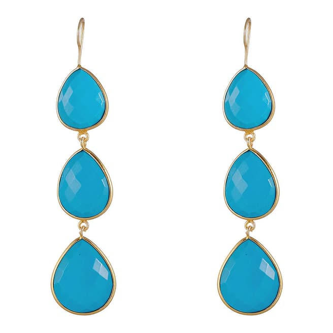 Liv Oliver Gold Turquoise Drop Earrings