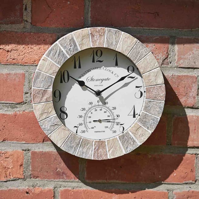 Outside In Stonegate Wall Clock & Thermometer 26cm