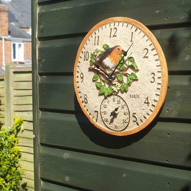 Smart Garden Robin Wall Clock & Thermometer 30cm