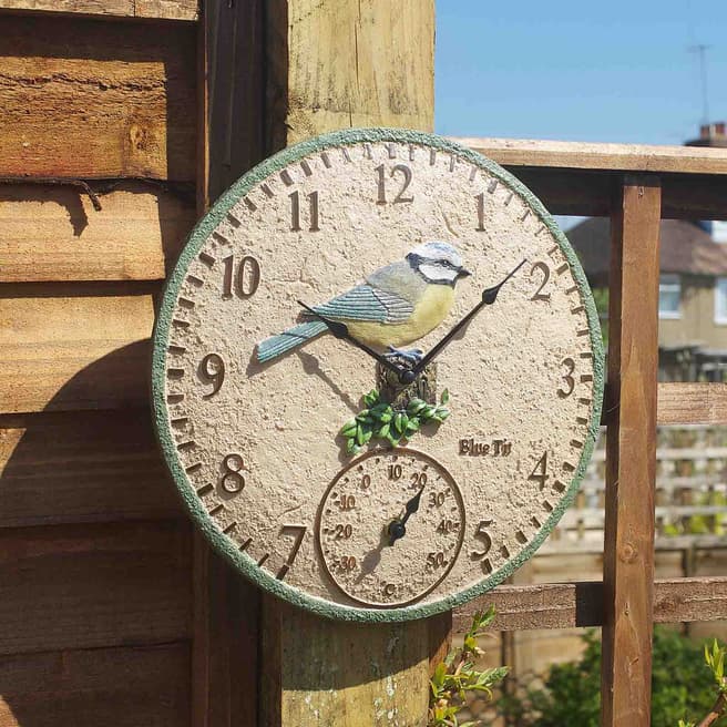 Smart Garden Blue Tit Wall Clock & Thermometer 30cm