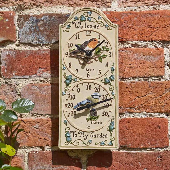 Smart Garden Birdberry Wall Clock & Thermometer 12x29cm