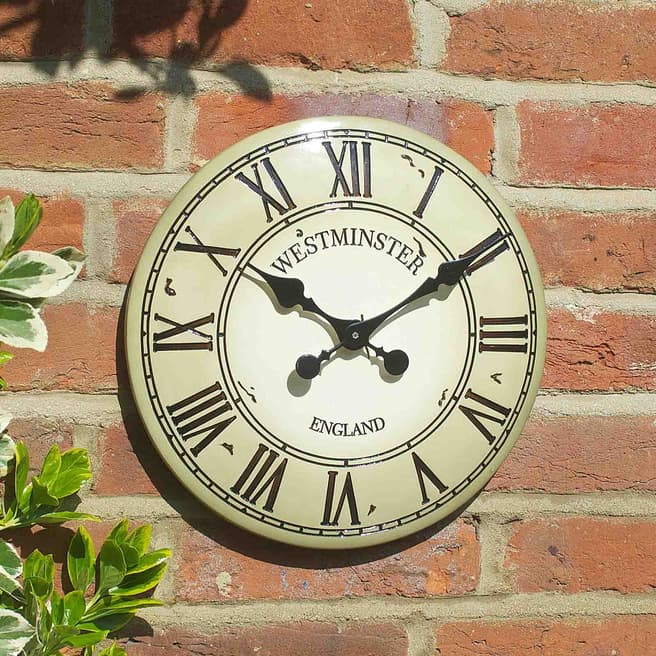 Outside In Cream Westminster Tower Wall Clock 30cm