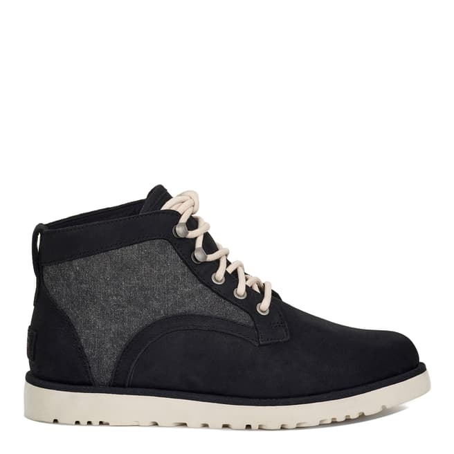 UGG Women's Black Canvas Bethany Lace Up Sheepskin Ankle Boot