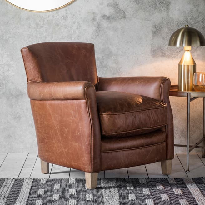 Gallery Living Parrow Chair, Vintage Brown Leather