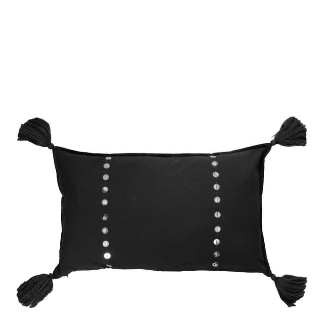 Febronie Black Confetti Tassels Cushion Cover 30x50cm
