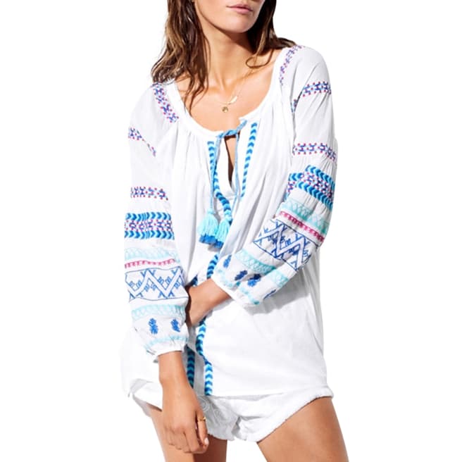 Seafolly White Folk Embroidered Blouse
