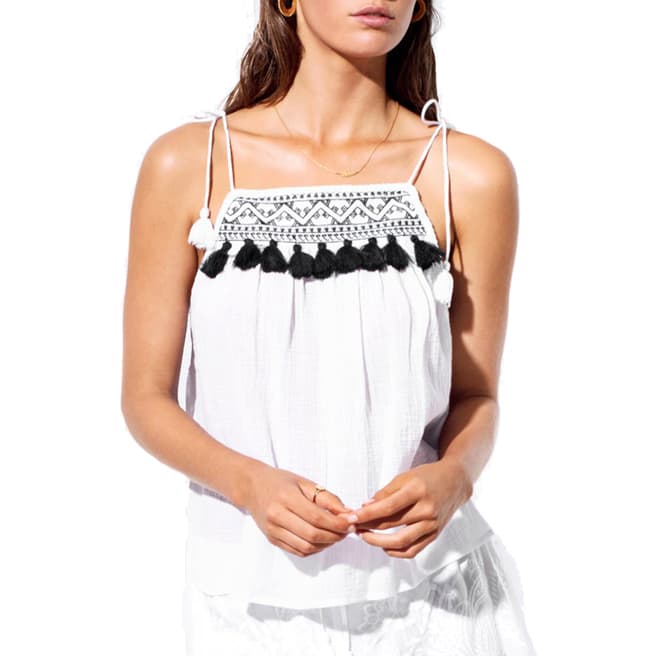 Seafolly White/Black Embroidered Swing Cami Top