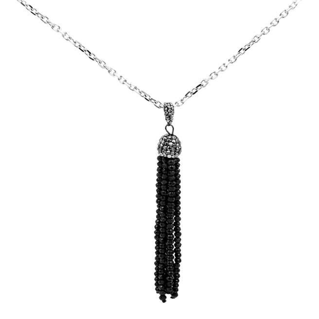 Liv Oliver Black Crystal and Zirconia Gemstone Tassle Necklace