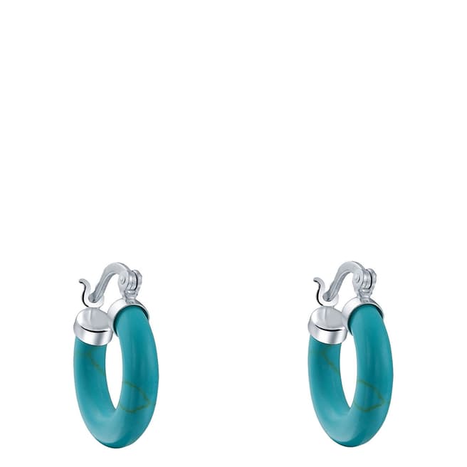 Liv Oliver Silver Turquoise Hoop Earrings