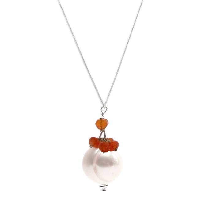 Alexa by Liv Oliver Carnelian and Pearl Drop Necklace